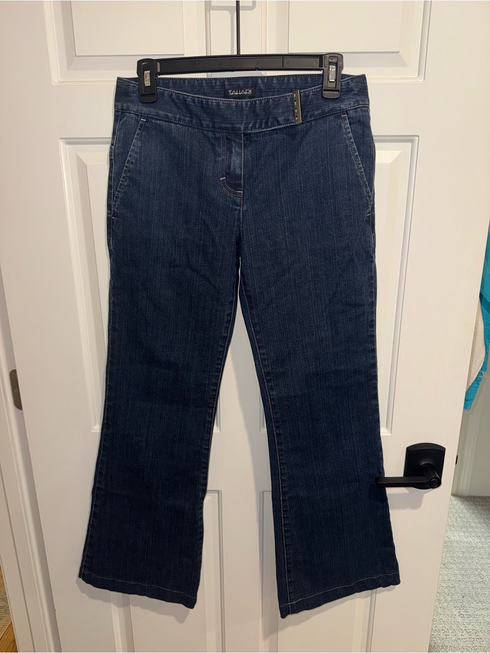 Tahari Dark Blue Cropped Bootcut Jeans